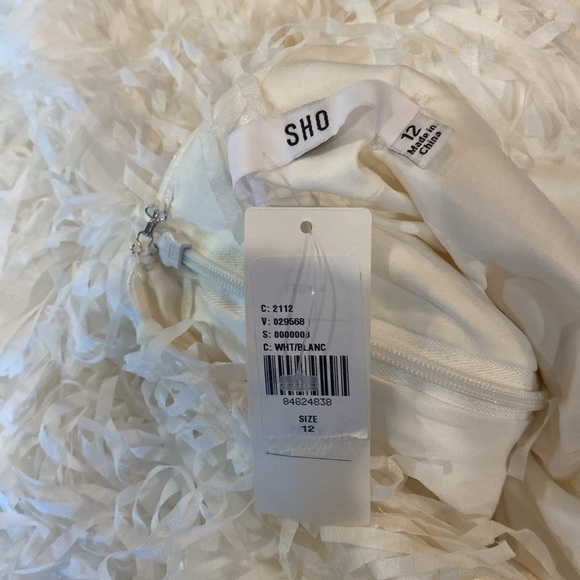 SHO By Tadashi Shoji Elodie Halter Fringe Mini Dress in White sz 12 NWT - Picture 7 of 8